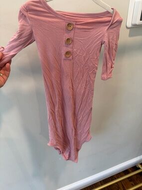 Caden Lane Dusty Pink tie onsie with hat